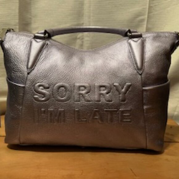Aimee Kestenberg SORRY I'M LATE Lilac Metallic Pebbled Leather Satchel RARE FIND - Picture 2 of 11